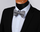 Men's Silk Black White Check Self  Bow Tie Pocket Handkerchief - Amedeo Exclusive